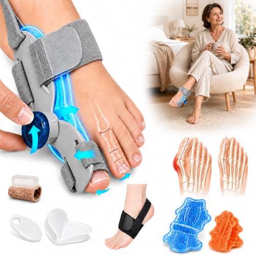 Bunion Corrector Kit for Women & Men with Toe Separator Arch Support Gel Pad - Day & Night Relief, Adjustable Hallux Valgus Splint - Variation 1