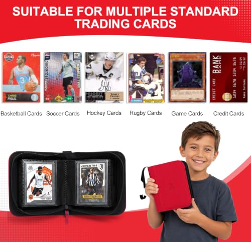 Red Mini 1 Pocket Top Loader Binder - Widened Pages & Spine, Portable Card Organizer