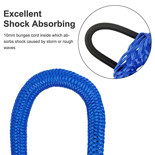 Blue Bungee Dock Lines 4ft Stretch to 6ft Mooring Rope for Boats & PWC - 2 Pack