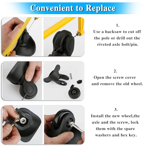 OwnMy 45mm x 18mm Luggage Wheels Replacement Kit Set of 4 - Suitcase Casters