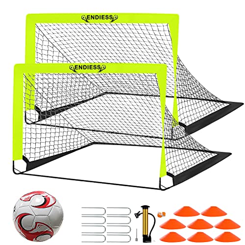Green 4x3ft Kids Soccer Goals Set with Ball Pump Cones & Carry Bag