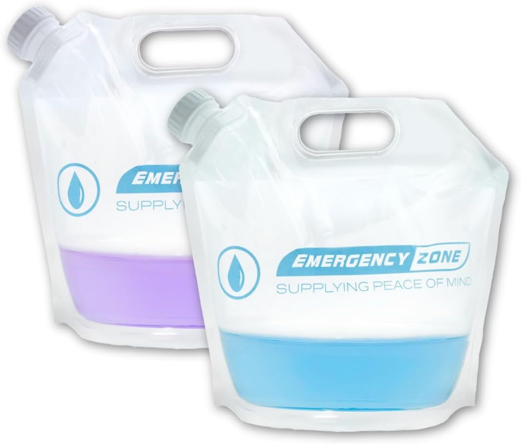 4 Liter/1-Gal Water Pouch for Emergency Water/Food Storage, Camping, and Hurricane Supplies for Home | Compact Collapsible Water Container