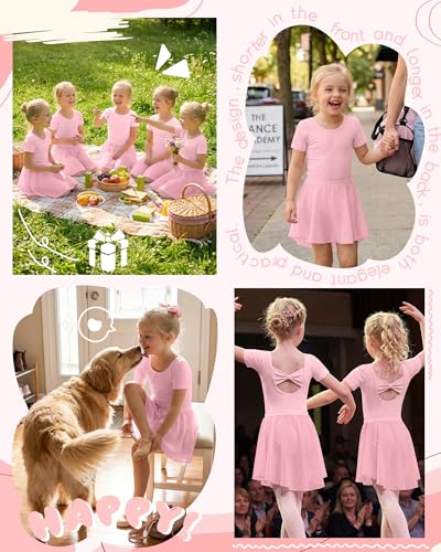 Girls Ballet Leotard Set - 4-6 Years Light Pink 3 Pack for Dance Practice