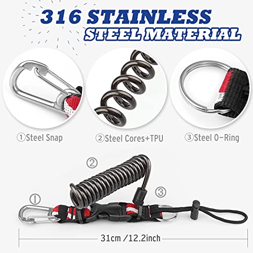 Diving Coiled Lanyard with Quick Release Buckle - Black