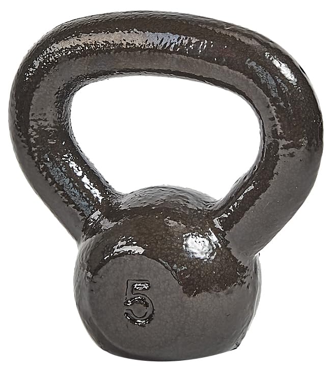Signature Fitness Kettlebell Solid Smooth Adjustable/Cast Iron/Rubber Base for Strength Training, Home Gym, 5lbs