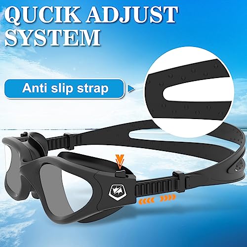 WIN.MAX Polarized Swimming Goggles Anti-Fog UV Protection No Leakage - All Black, Dark