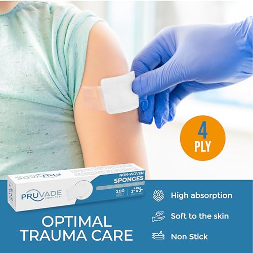 Gauze Pads 2"x2" Non-Woven 4-Ply (200 Count) All-Purpose Non-Sterile Dental Gauze Pads - Soft & Absorbent Gauze Sponges for First Aid Kit, Esthetic Wipes for Makeup-Removal, Skin Cleansing