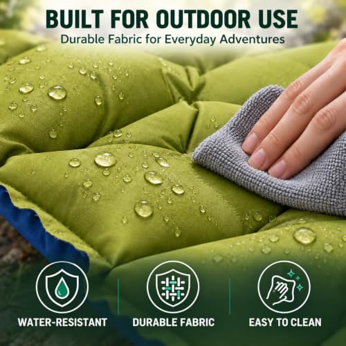 Overmont Ultralight Camping Sleeping Pad with Pillow & Foot Pump - Bluegreen
