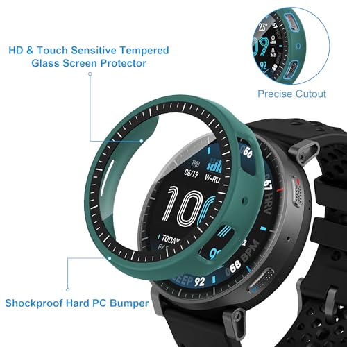 6-Pack Compatible Amazfit Active Max Case with Tempered Glass Screen Protector - Colorful Shockproof Protective Cover
