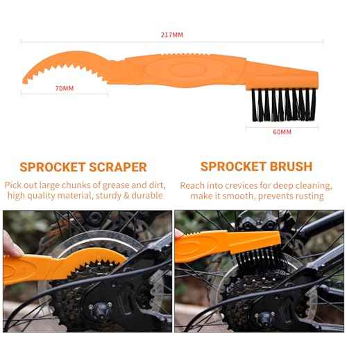 Bike and Motorcycle Chain Washer - bike Cleaner Kit Including Bicycle Chain Scrubber, Cleaner Brush Tool, Degreaser, Chain Lube, Bike Maintenance Kit for Mountain, Road, Hybrid, City Bicycles