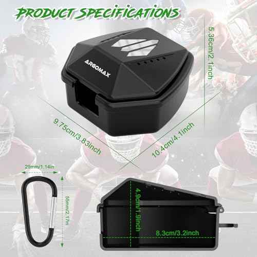 ARGOMAX Sports Lip Guard Case with Clip, Specializing Storage of Mouthguards with Lip Protection. Compatible with Various Brands of Football Lip Guard, Black+White.