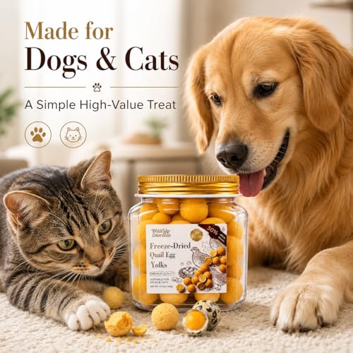 Freeze Dried Quail Egg Yolks for Dogs & Cats - 5.5 oz Treats & Meal Topper