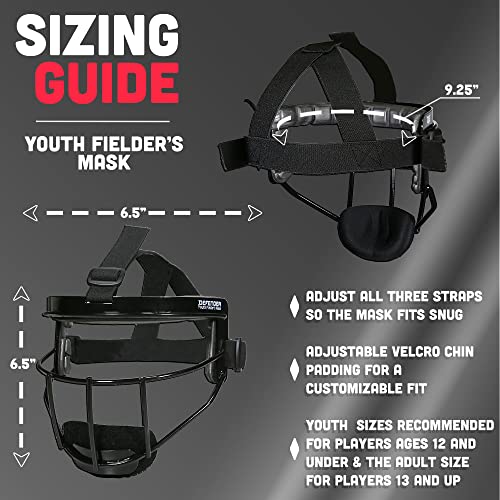 Youth Black Steel Fielder’s Wire Mask for Softball & Baseball - Defender