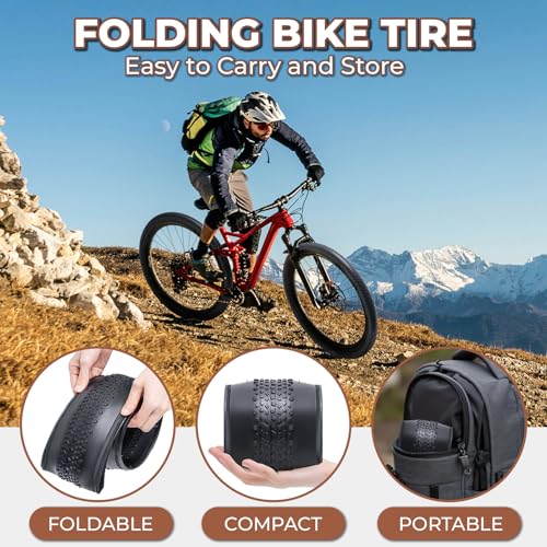27.5 Inch Bicycle Tires 2 Pack, Durable Folding Mountain Bike Tires 50-584