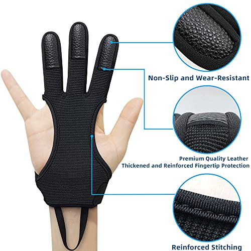 Seektop Archery Gloves Shooting Hunting Leather Three Finger Protector for Youth Adult Beginner