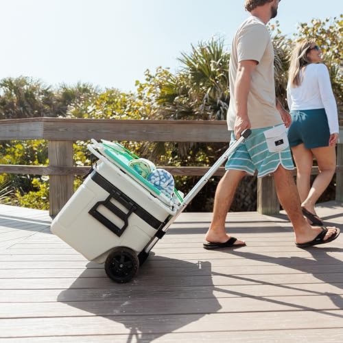 Igloo Trailmate 52Qt Wheeled Cooler, Insulated Hard Shell Ice Chest, Bone