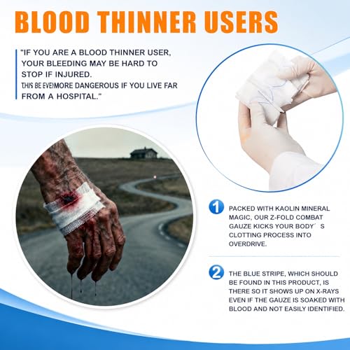 First Aid Hemostatic Gauze Kit - Bleeding Stopper, 3 x 12.5 Inches, Tactical Medical Supplies - Variation 1
