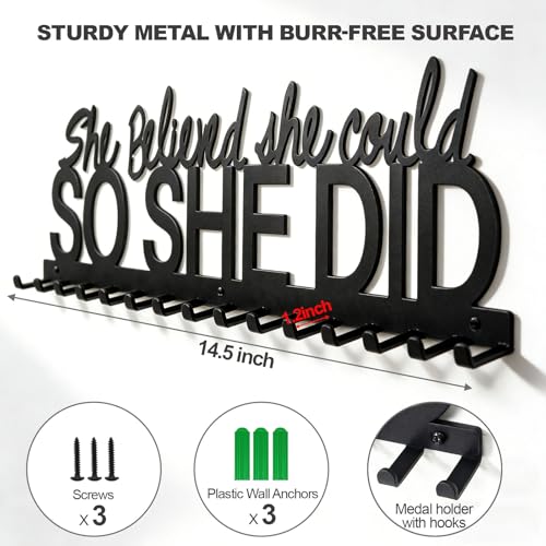 Black Aluminum Medal Hanger Display Wall Mount for Sports Medals