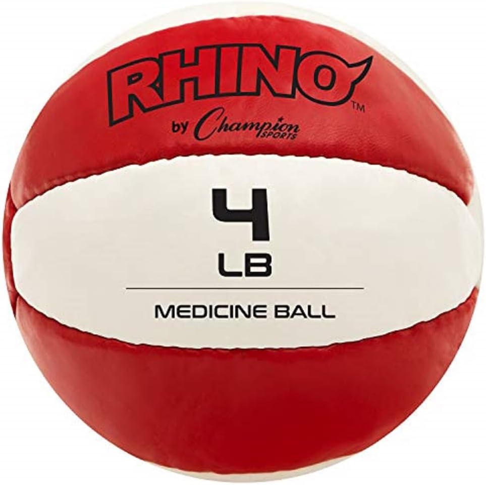 Champion Sports Exercise Medicine Balls, Leather with No-Slip Grip - Weighted Med Ball Set for Weight Training, Stability, Plyometrics, Cross Training, Core Strength - Multiple Styles