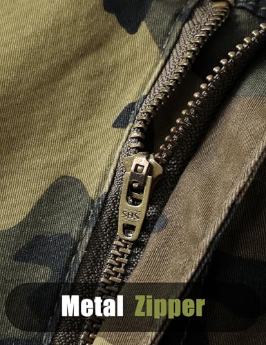 Women's Cargo Pants - Regular 27-29 Inch, 9 Pockets, Camo Work & Hiking Pants - Grassland Camouflage