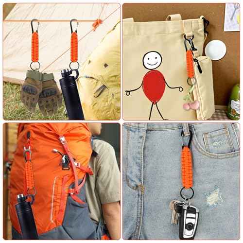 Keychain with Key Ring Paracord Key Chain Hanger Heavy Duty Clips Key Chain Strap Accessories for Backpack Outdoor Men Women