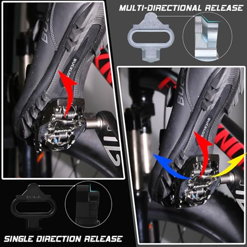BUCKLOS SPD Pedals PD-M680 Mountain Bike Clip in SPD Flat Combo Dual Sided Pedals - Road Bike MTB Clipless Sealed Bearing Bicycle Clips Pedal Compatible with Shimano SPD Cleats (Black¡¦