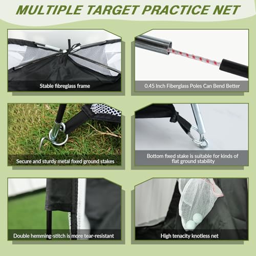 Golf Practice Net with Swing Mat 10x7FT Indoor Outdoor Chipping Targets