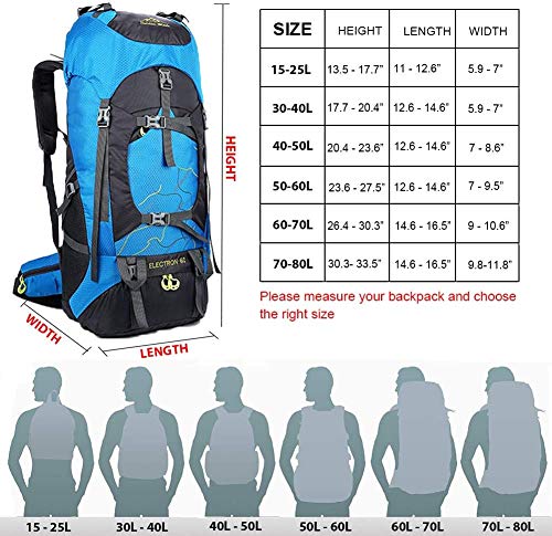 Waterproof Backpack Rain Cover 40L - Black with Anti Slip Buckle Strap for Camping Hiking