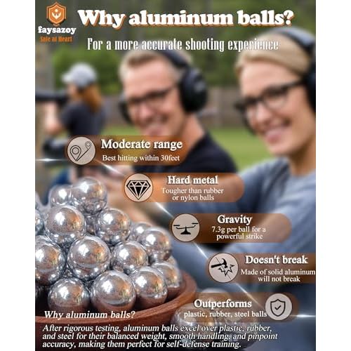 68 Caliber Self Defense Balls & Projectiles, 7.3g Hard Reusable 0.68 Cal Aluminum Balls Fit for Byrna LE/TCR Salt Supply S2/Pistelle X-68, Home Defense, Practice, Training