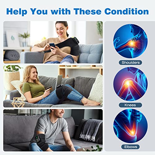 Cordless Heated Knee Brace Wrap with Vibration - Black, Pack of 1
