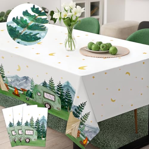 Waterproof Camping Tablecloth Set - 3 Plastic Rectangular Table Covers