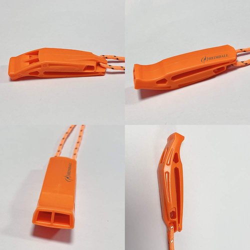 HEIMDALL Emergency Whistle with Lanyard for Safety Boating Camping Hiking Hunting Survival Rescue Signaling (Orange-3 Pack)
