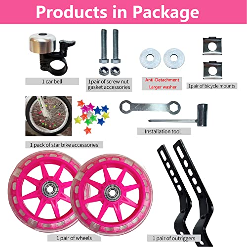 DDJKCZ Training Wheels for Kids Bicycle,Flash Mute Big Wheel Compatible for 12 14 16 18 20 inch Single Speed Bike