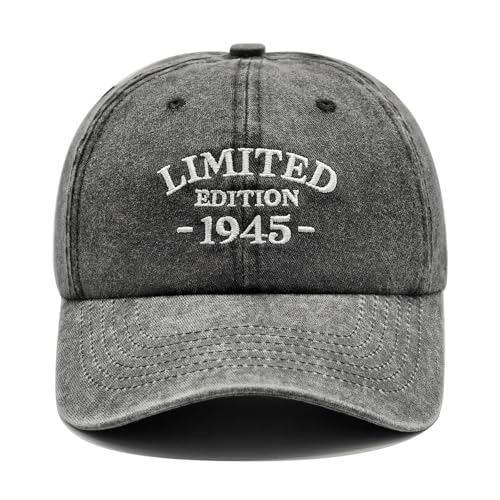 80th Birthday Gifts for Men Women, 80th Birthday Decorations - Washed Cotton Embroidered Baseball Cap Adjustable