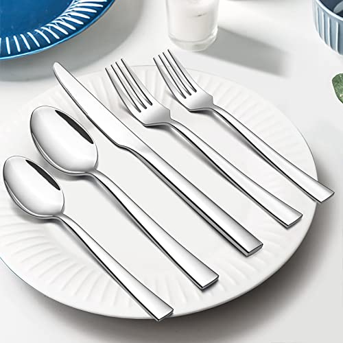 E-far 10-Piece Stainless Steel Flatware Set for 2 - Modern Silverware