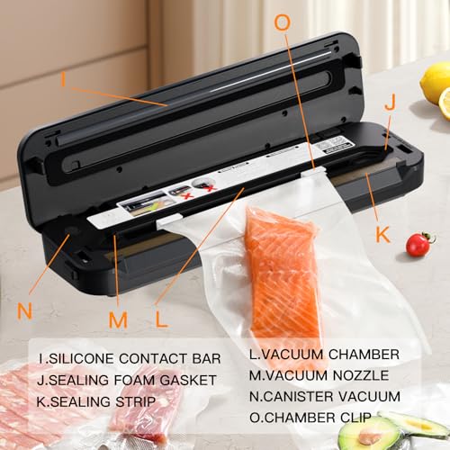 Vacuum Sealer Machine with Built-In Cutter, 80kPa Dry Moist Modes - Machine