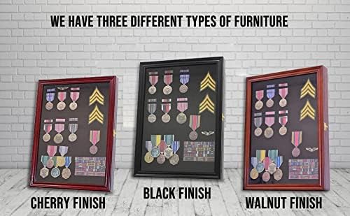 DisplayGifts Collector Medal Lapel Pin Shadow Box Display Case Holder Cabinet Shadow Box PC01 Cherry Finish