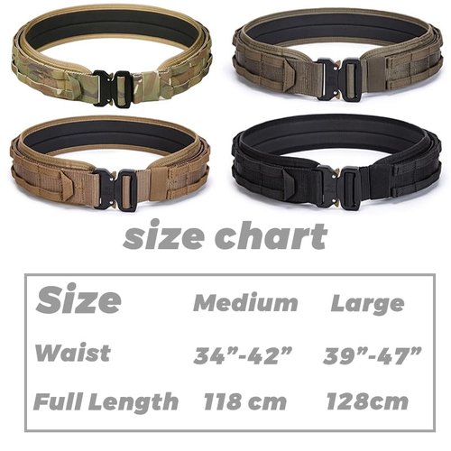 ULIONTAC 3 Layer Tactical Belt 1.75 inch - Quick Release Padded Molle System for Men 1000D Nylon Webbing Alloy Buckle Utility (CB,M)