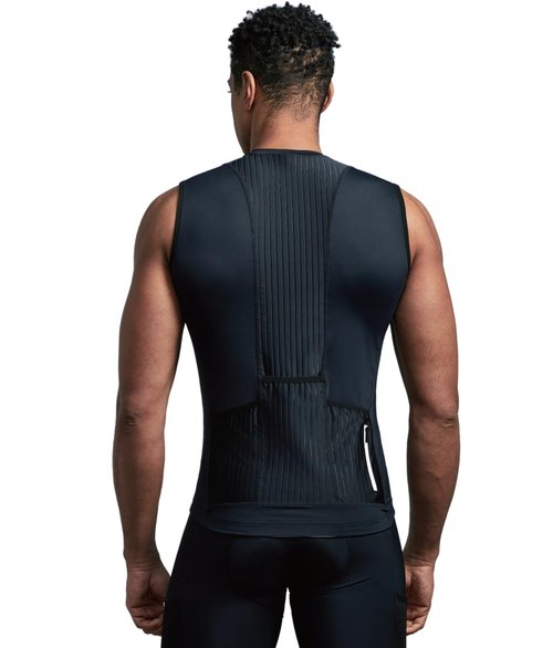 EASYINPRO Wind Tunnel Fabric Mens Sleeveless Cycling Jersey Tops Cycling Vest Bike Biking Vest, Reflective Pocket Black