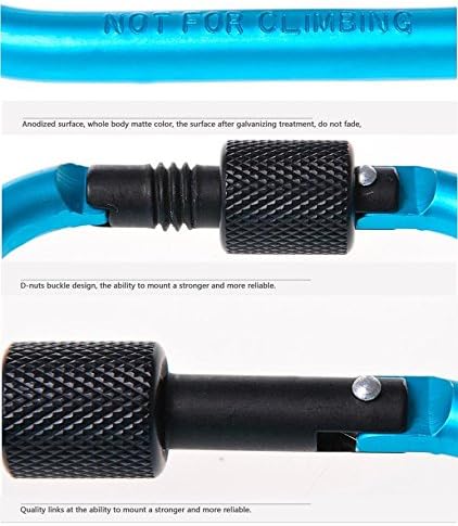 6 pcs/Set D Ring Key Chain Locking Carabiner Aluminum Multi-Purpose Hook Strong Lock Buckle Outdoor Equipment (Multicolor)