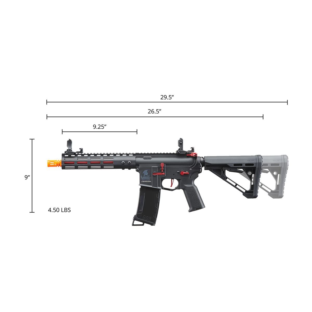 Lancer Tactical Gen 3 Archonn 9'' Lightweight Durable Polymer M4 Airsoft MLOK AEG w/High Speed Mid Cap with Programmable Trigger (ETU & MOSFET)