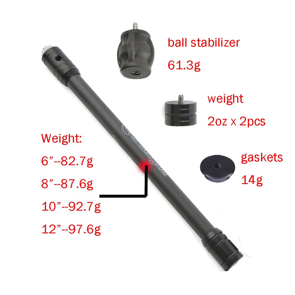 SHARROW Archery Bow Stabilizer Kit Carbon Fiber Stabilizer Dampen Weight Single Side V-bar Quick Disconnect for Compound Bow (10"&12")