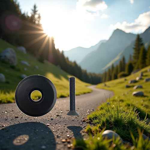 Black Bike Front Fork Stem Top Cap Bike Headset Cap and Screw Bike Top Tube Cap Riding Decoration for Road Bike Stems 28.6mm 1-1/8inch Handlebars, Headsets and Stems