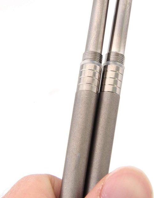 Chopsticks, Foldable Portable Titanium Chopsticks with Carry Bag, Tableware for Outdoor Camping Picnic (Grey)