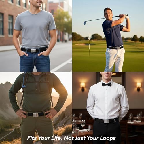 Mens Checkered Web Belt 1.25 Inch Wide - Fits Waist Up to 42 Inches with Bottle Opener