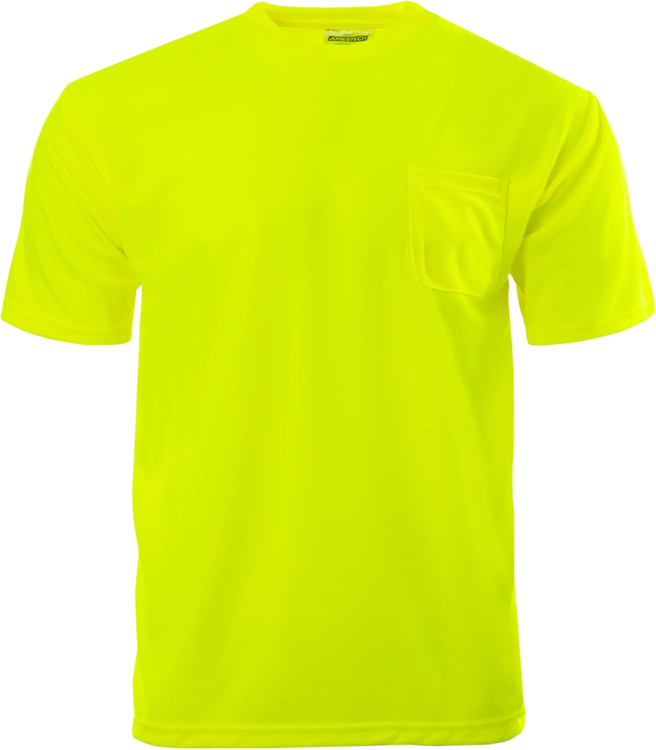JORESTECH Safety High Visibility Orange or Yellow Short Sleeve Work T Shirt with Chest Pocket, Moisture Wicking Fabric