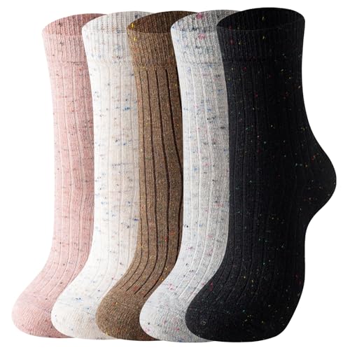 Wool Socks for Women - Winter Womens Socks 5 Pairs Soft Thermal Sock Fuzzy Warm Sock for Women Men