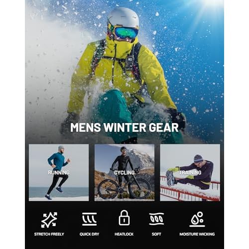 Runhit Men's Thermal Compression Shirt Fleece Lined Long Sleeve Thermal Shirts Athletic Base Layer Top Cold Weather Gear
