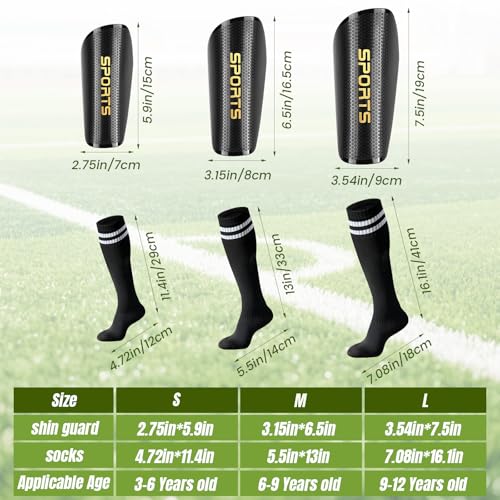 Large Soccer Shin Guards for Kids and Adults with Sleeves & Socks - Youth & Teen Protection