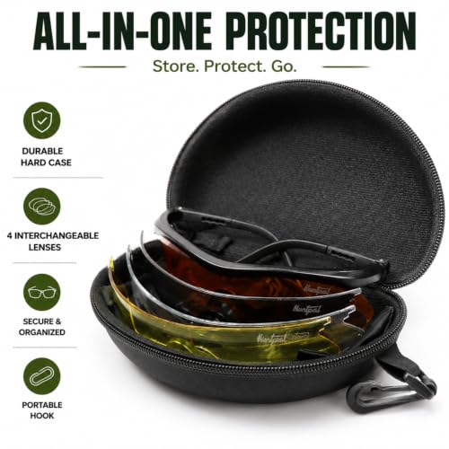 HUNTPAL Safety Shooting Glasses with Interchangeable Lenses and Adjustable Fit